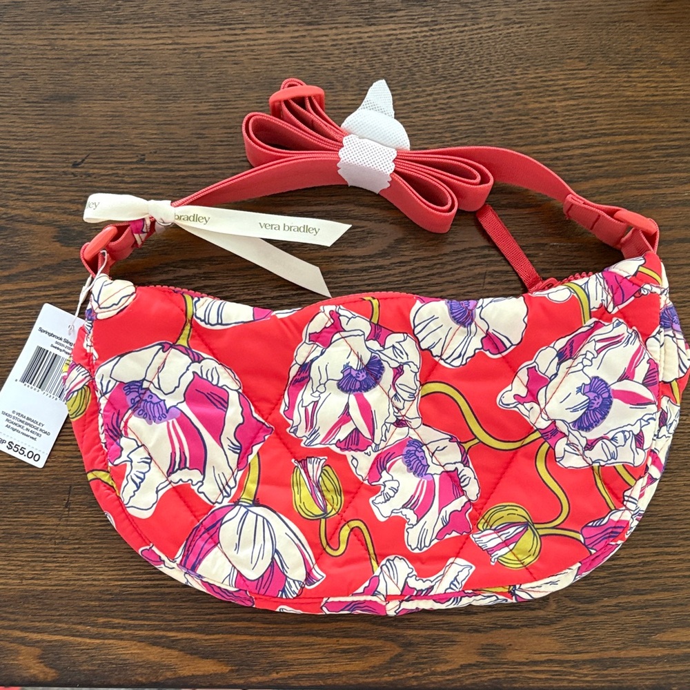 NWT Vera Bradley Springbrook Sling Crossbody in “Swirling Poppies” design